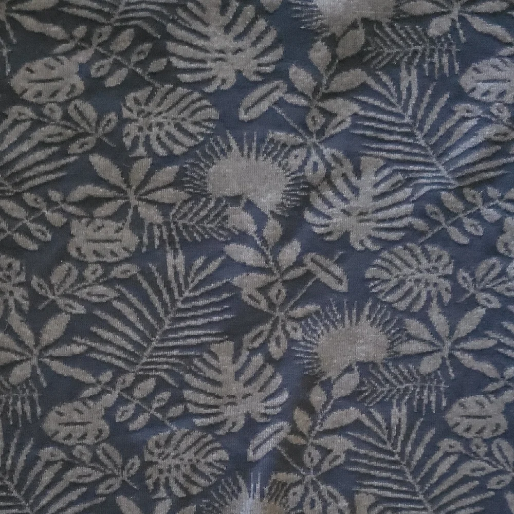 Paul Fredrick Navy and Charcoal Floral Jacquard Cardigan - Picture 6 of 6